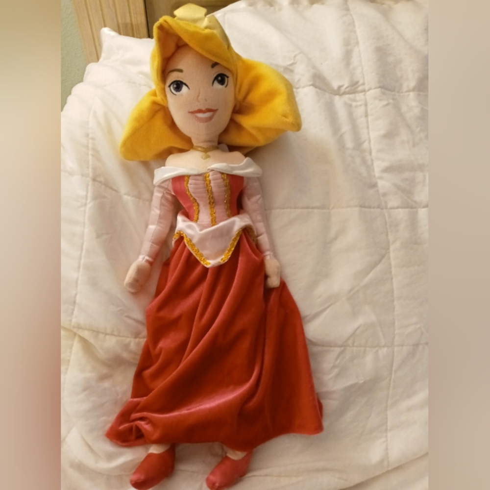 Disney Aurora Plush Doll in Yellow Hair and Red Dress